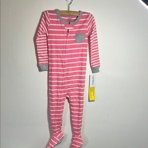 Carter’s Striped Pink and Gray Kids Pajamas with Zipper